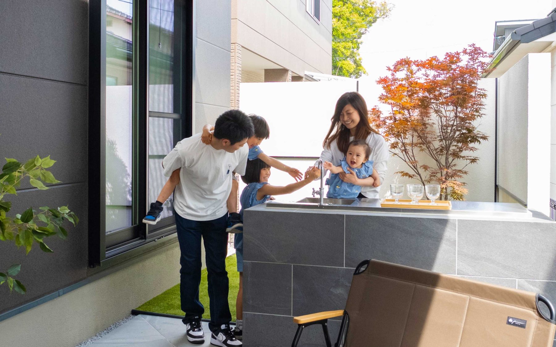 休みの日には、家族でBBQ!